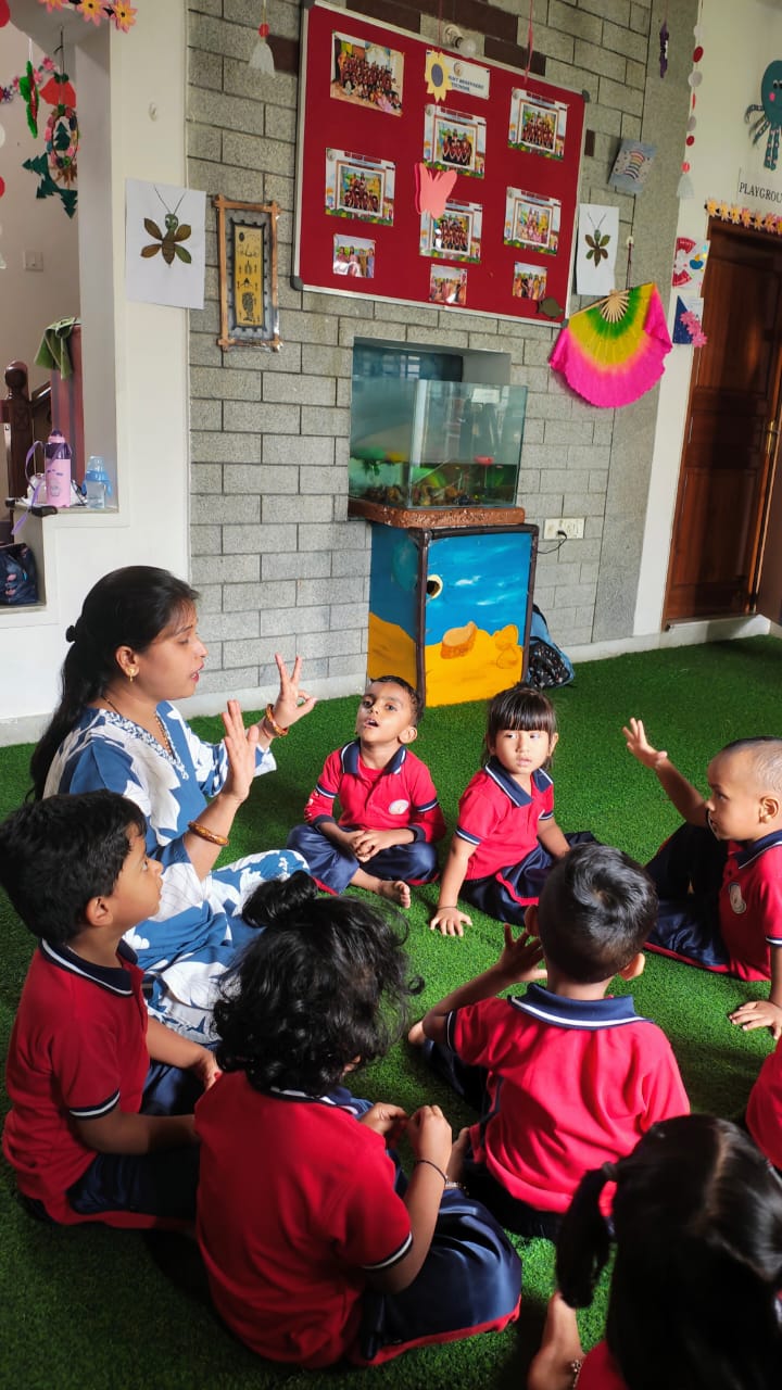 Story time for nursery kids at The Bright Beginners, Bangalore