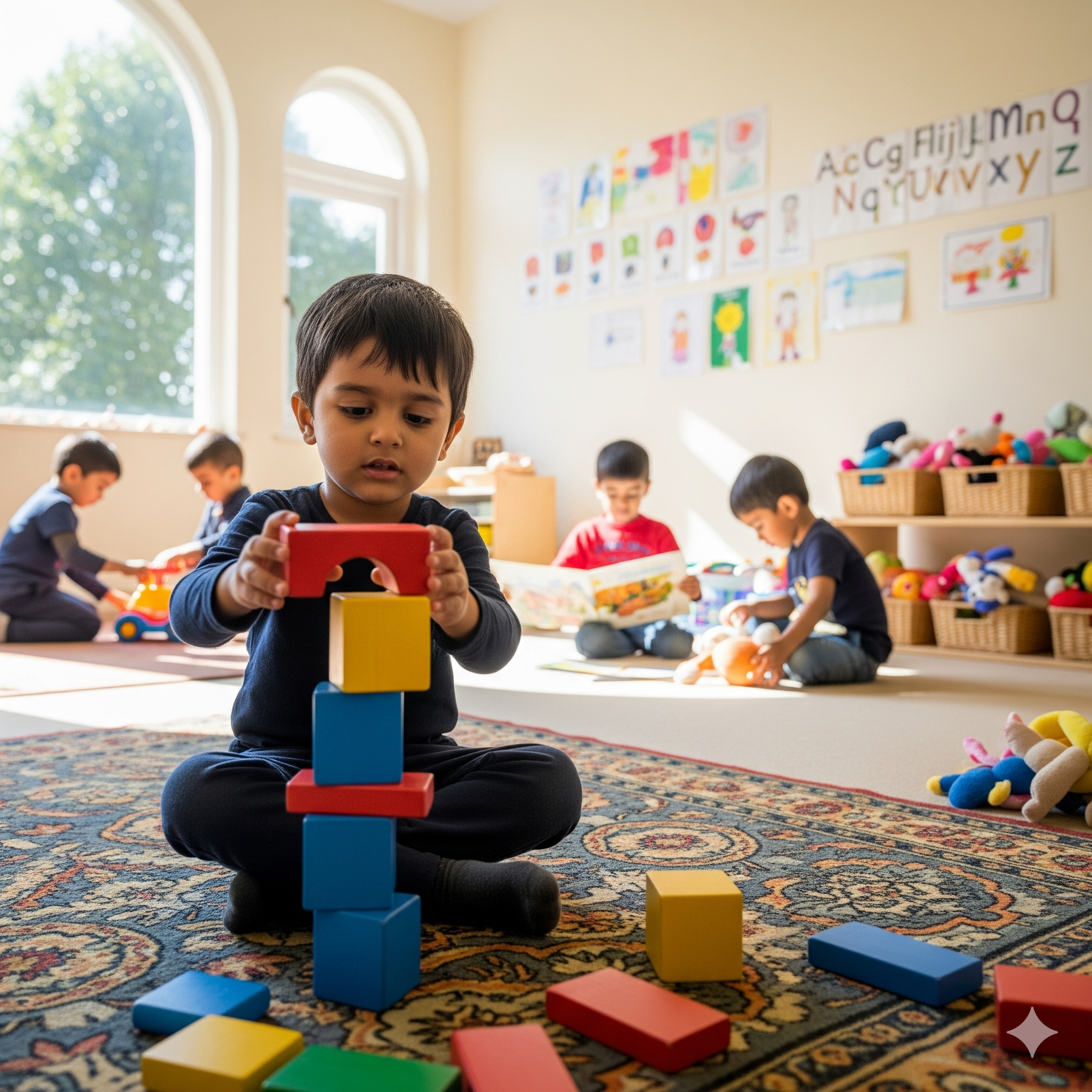 Children in playgroup program activities